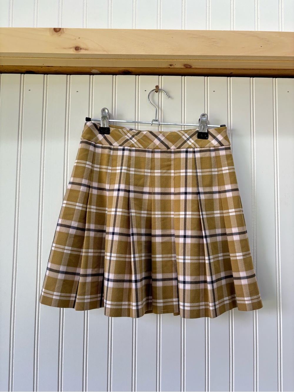 Sunday Best aritzia Mustard Plaid Pleated skater Skirt